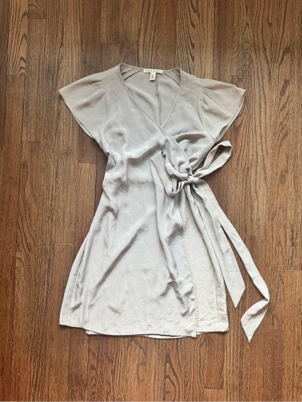 Banana Republic Light Gray Wrap Dress with Side Tie